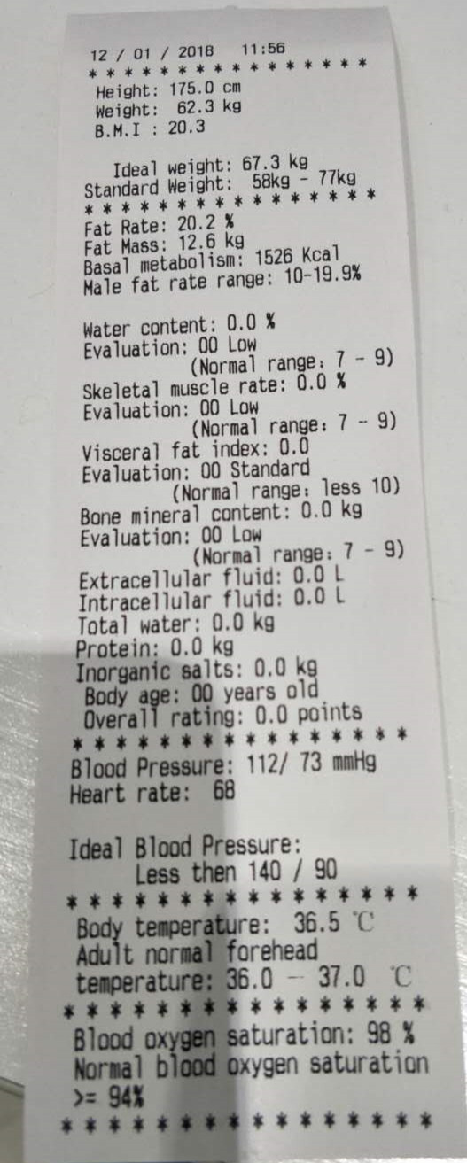 혈압/뚱뚱한 대량 분석을 가진 고정확도 BMI 가늠자 기계